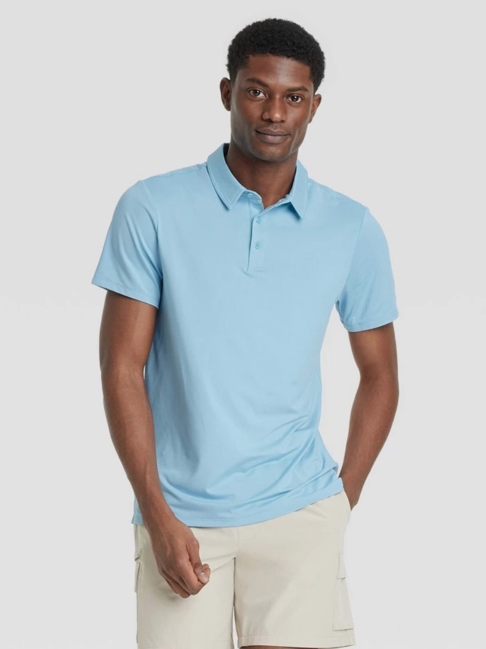 Men's Light Blue Performance Jersey Polo Shirt